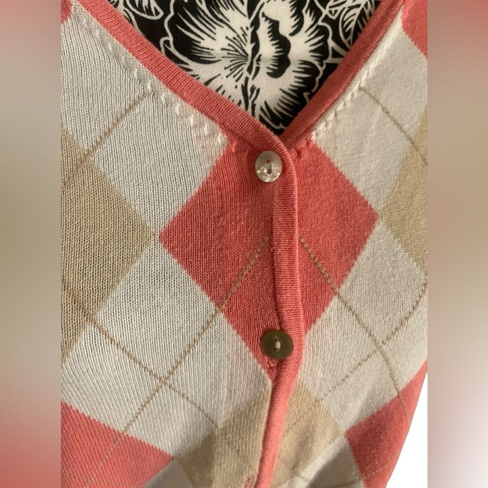 Vintage 100% Cotton Argyle Button up Cardigan from Fairway Sport Size Medium - Picture 2 of 5